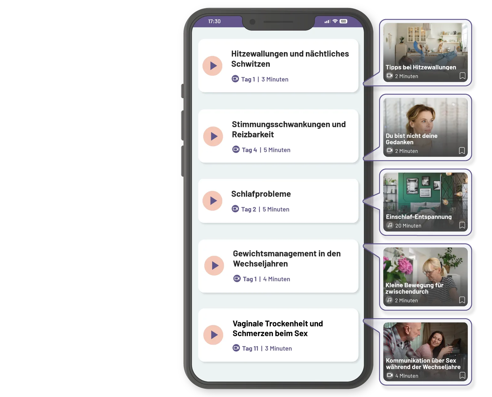 Übungen und Video-Inhalte der Vera-App